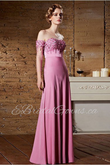 Strapless Floor-length Sleeveless Satin Formal Prom / Evening Dress