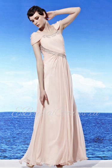 Scoop Floor-length Sleeveless Chiffon Formal Prom / Evening Dress