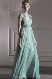 V-neck Floor-length Sleeveless Chiffon Formal Prom / Evening Dress