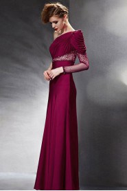 One Shoulder Floor-length Sleeveless Satin Formal Prom / Evening Dress