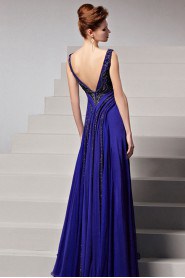 V-neck Floor-length Sleeveless Chiffon Formal Prom / Evening Dress