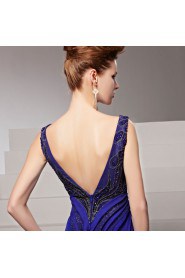 V-neck Floor-length Sleeveless Chiffon Formal Prom / Evening Dress