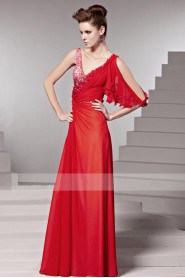 V-neck Floor-length Sleeveless Chiffon Formal Prom / Evening Dress