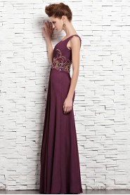 Scoop Floor-length Sleeveless Satin Formal Prom / Evening Dress