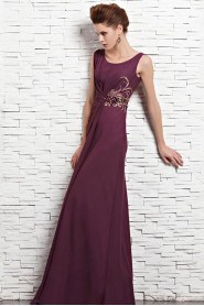 Scoop Floor-length Sleeveless Satin Formal Prom / Evening Dress