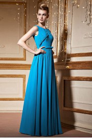 Scoop Floor-length Sleeveless Chiffon Formal Prom / Evening Dress