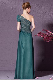 One Shoulder Floor-length Sleeveless Satin Formal Prom / Evening Dress