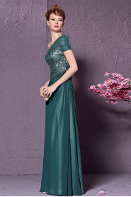 One Shoulder Floor-length Sleeveless Satin Formal Prom / Evening Dress