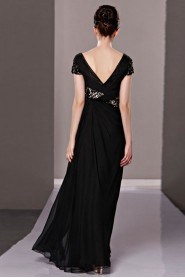 Scoop Floor-length Short Sleeve Chiffon Formal Prom / Evening Dress