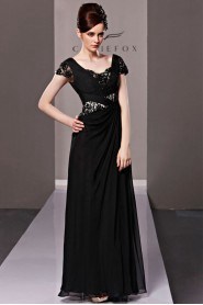 Scoop Floor-length Short Sleeve Chiffon Formal Prom / Evening Dress