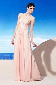 One Shoulder Floor-length Sleeveless Chiffon Formal Prom / Evening Dress