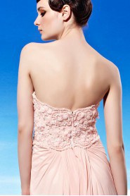 One Shoulder Floor-length Sleeveless Chiffon Formal Prom / Evening Dress