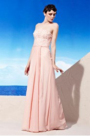 One Shoulder Floor-length Sleeveless Chiffon Formal Prom / Evening Dress