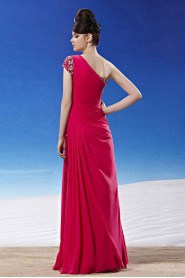 One Shoulder Floor-length Sleeveless Chiffon Formal Prom / Evening Dress