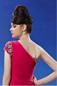 One Shoulder Floor-length Sleeveless Chiffon Formal Prom / Evening Dress