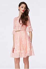 Scoop Short / Mini Half Sleeve Lace Cocktail Party Dress