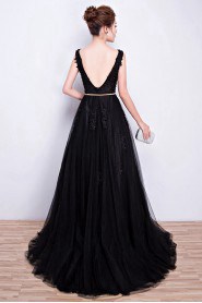 A-line V-neck Prom / Evening Dress with Embroidery