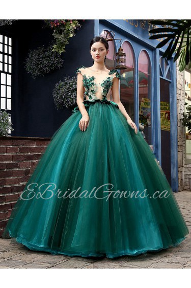 Ball Gown Scoop Prom / Evening Dress with Flower(s)