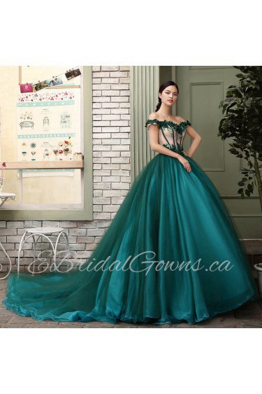 Ball Gown Off-the-shoulder Prom / Evening Dress with Flower(s)