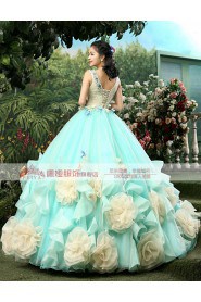 Ball Gown V-neck Prom / Evening Dress with Flower(s)