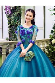 Ball Gown Scoop Prom / Evening Dress with Flower(s)