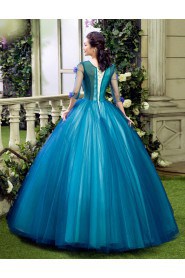 Ball Gown Scoop Prom / Evening Dress with Flower(s)