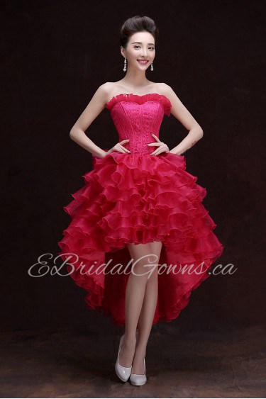 A-line Strapless Asymmetrical Prom / Evening Dress with Embroidery