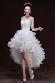 A-line Strapless Asymmetrical Prom / Evening Dress with Embroidery