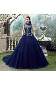 Ball Gown High Neck Prom / Evening Dress with Flower(s)