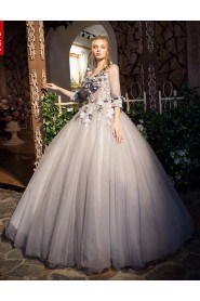 Ball Gown V-neck Prom / Evening Dress with Flower(s)