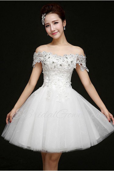 A-line Off-the-shoulder Knee-length Prom / Evening Dress with Crystal