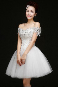 A-line Off-the-shoulder Knee-length Prom / Evening Dress with Crystal