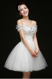 A-line Off-the-shoulder Knee-length Prom / Evening Dress with Crystal