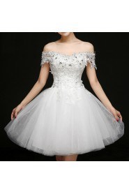 A-line Off-the-shoulder Knee-length Prom / Evening Dress with Crystal