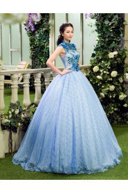 Ball Gown High Neck Prom / Evening Dress with Flower(s)