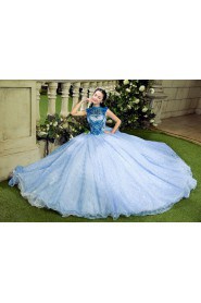 Ball Gown High Neck Prom / Evening Dress with Flower(s)