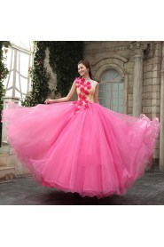 Ball Gown High Neck Prom / Evening Dress with Flower(s)