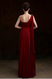 A-line One Shoulder Floor-length Prom / Evening Dress with Crystal