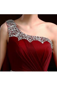 A-line One Shoulder Floor-length Prom / Evening Dress with Crystal