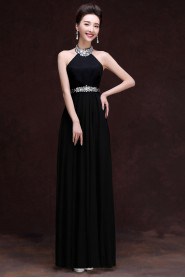 A-line Halter Floor-length Prom / Evening Dress with Crystal