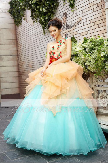 Ball Gown Strapless Prom / Evening Dress with Flower(s)