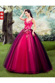 Ball Gown V-neck Prom / Evening Dress with Flower(s)