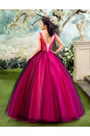 Ball Gown V-neck Prom / Evening Dress with Flower(s)