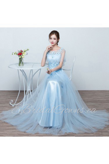 A-line Scoop Floor-length Prom / Evening Dress with Crystal