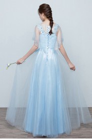 A-line Scoop Floor-length Prom / Evening Dress with Crystal