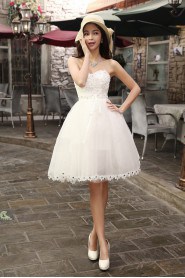 A-line Strapless Knee-length Prom / Evening Dress with Flower(s)