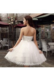 A-line Strapless Knee-length Prom / Evening Dress with Flower(s)