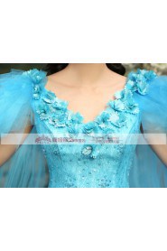 Ball Gown V-neck Prom / Evening Dress with Flower(s)