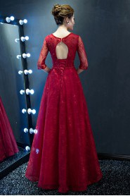 A-line V-neck Floor-length Prom / Evening Dress with Embroidery