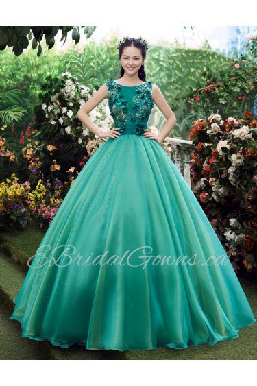 Ball Gown Scoop Prom / Evening Dress with Flower(s)